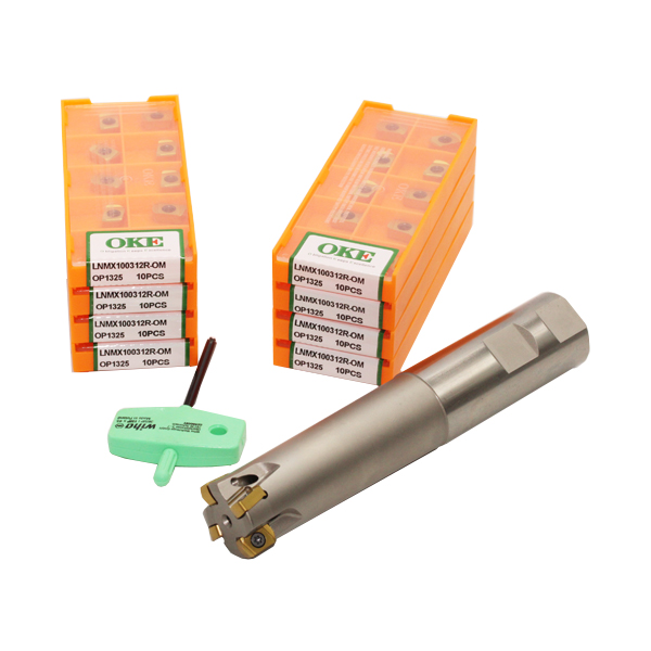 1″ 90° High Feed Indexable End Mill with 80pcs LNMX100312 Inserts